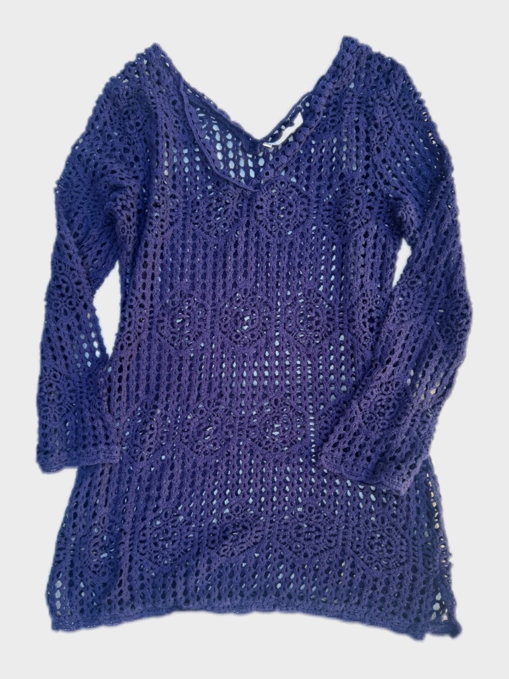 La Blanca Waverly Indigo Crochet V-Neck Swim Tunic Cover-Up - Picture 2 of 4